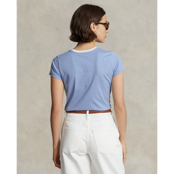 Jersey-T-Shirt mit Logo und Oldtimer Polo Ralph Lauren in Chambray-Blau 5