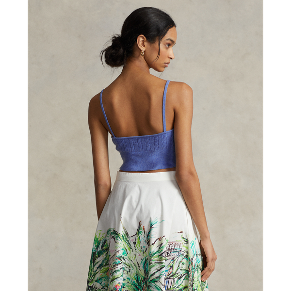Lake Blue Heather Cable-Knit Wool-Cashmere Bralette Polo Ralph Lauren 5