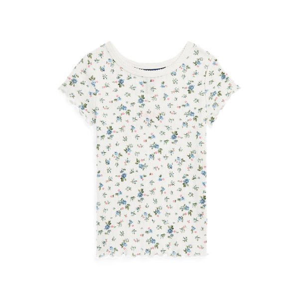 Floral Pointelle-Knit Cotton Top