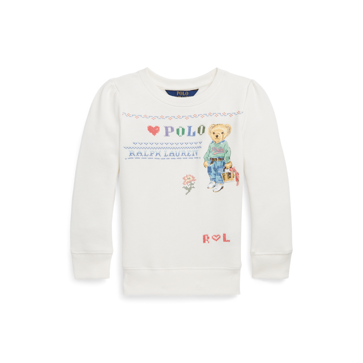 Polo Bear Ralph Lauren Embroidered Fleece Sweatshirt Sweater White Wmn's Size 2024 XS