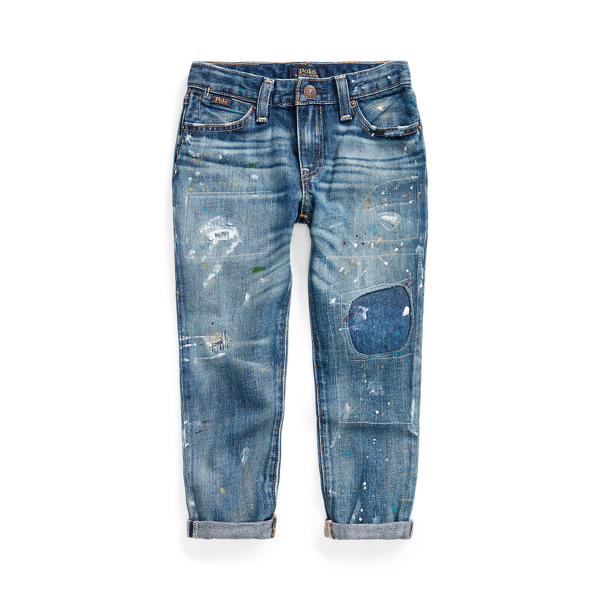 Paint-Splatter Astor Slim Boyfriend Jean