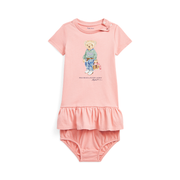 Polo Bear Jersey T-Shirt Dress &amp; Bloomer Baby Girl 1