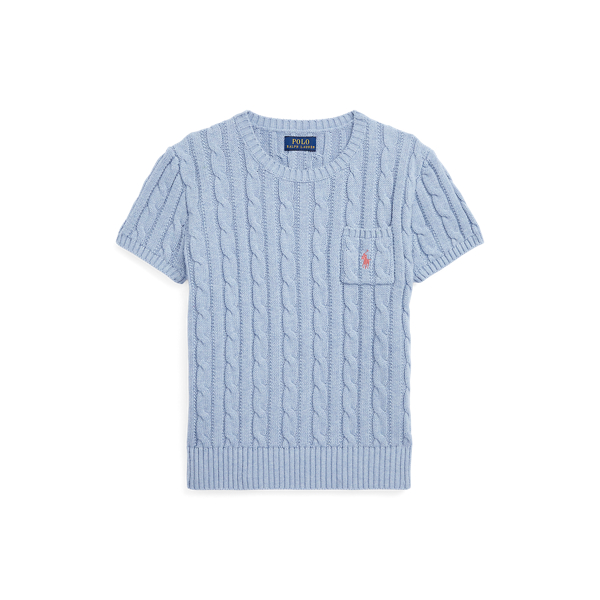 Cable-Knit Cotton Short-Sleeve Sweater Girls 7-16 1