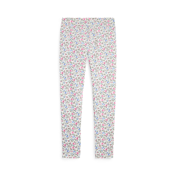 Leggings de malha el&aacute;stica org&acirc;nica com padr&atilde;o floral