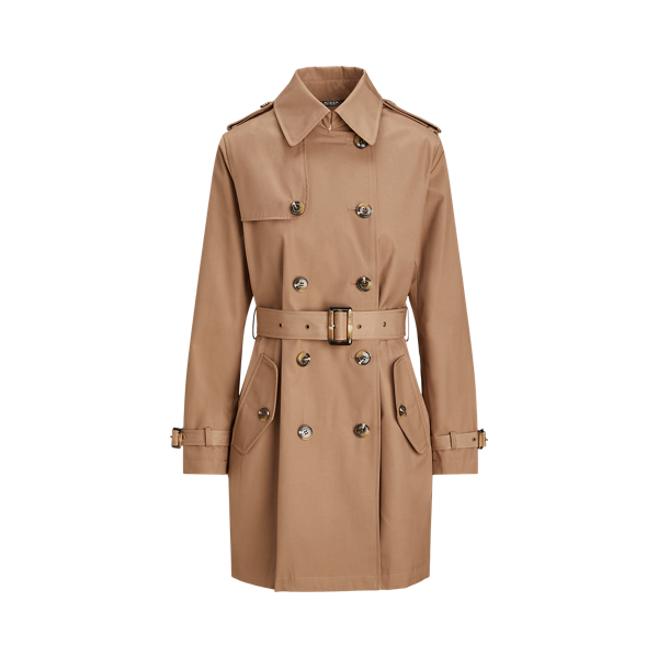 Hooded Cotton-Blend Raincoat Lauren Petite 1