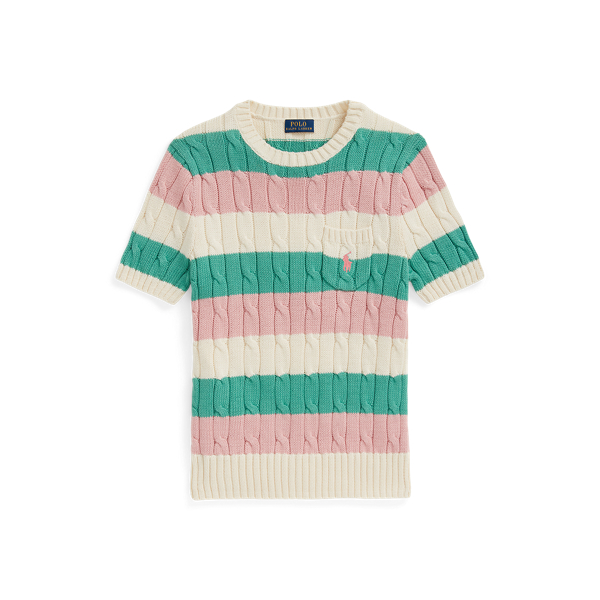 Polo Ralph Lauren 스트라이프 케이블 니트 숏 슬리브 스웨터 1