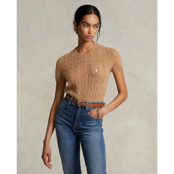 Cable Wool-Cashmere Short-Sleeve Jumper | Ralph Lauren