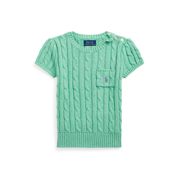 Cable-Knit Cotton Short-Sleeve Jumper
