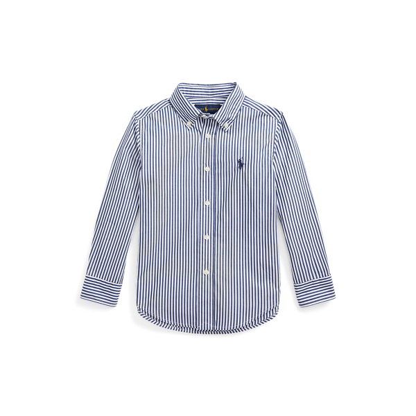 Navy/White Striped Cotton Poplin Shirt Boys 2-7 for back to school 1