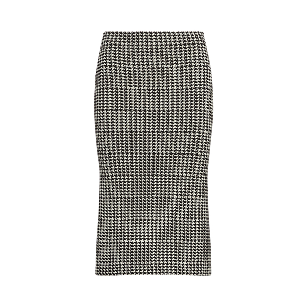 Houndstooth Merino Wool Pencil Skirt