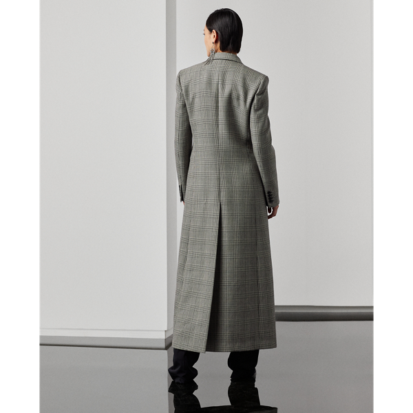 Black/Antique Cream Syeda Glen Plaid Wool Coat Ralph Lauren Collection 5