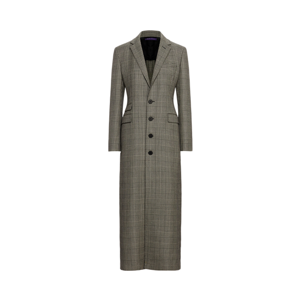 Black/Antique Cream Syeda Glen Plaid Wool Coat Ralph Lauren Collection 2