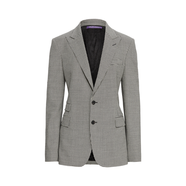 Casaco Sybil de crepe de l&atilde; Houndstooth Ralph Lauren Collection em Preto/Creme 2