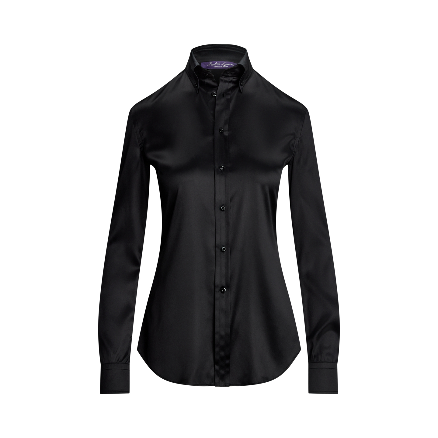 Женская рубашка Ralph Lauren Cameron Straight Fit Charmeuse, цвет: Чёрный — фото 6