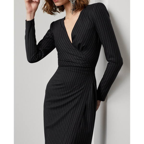 Black/Cream Alvita Pinstripe Evening Dress Ralph Lauren Collection 6