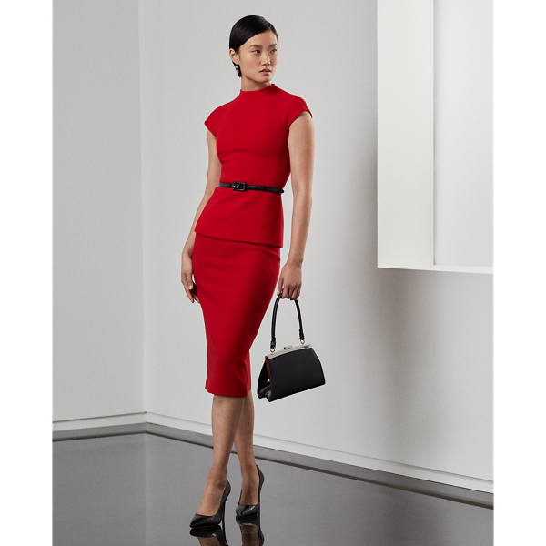 Bright Red Darina Double-Faced Wool Crepe Blouse Ralph Lauren Collection 4
