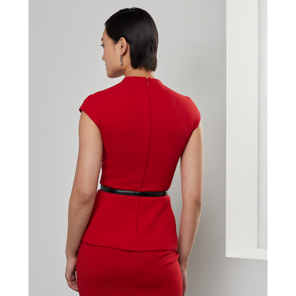Bright Red Darina Double-Faced Wool Crepe Blouse Ralph Lauren Collection 5