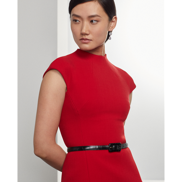 Bright Red Darina Double-Faced Wool Crepe Blouse Ralph Lauren Collection 6