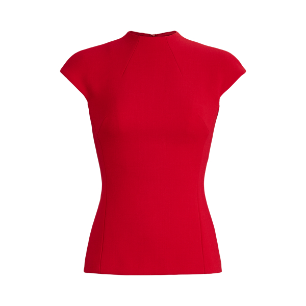 Bright Red Darina Double-Faced Wool Crepe Blouse Ralph Lauren Collection 2