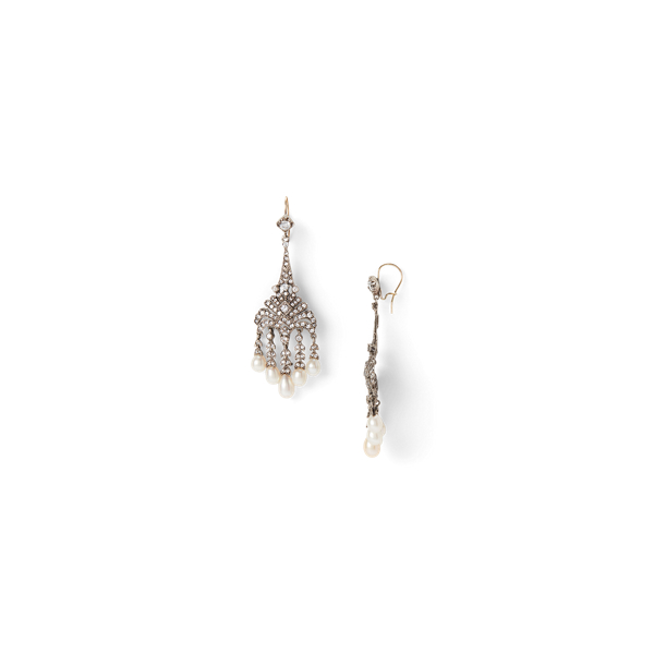 Antique Silver Pearl and Crystal Chandelier Earrings Ralph Lauren Collection 2