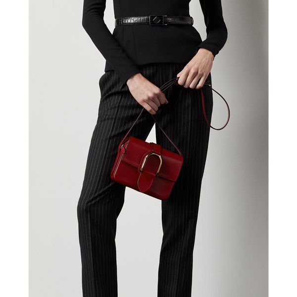 Sac &agrave; bandouli&egrave;re Welington en vachette Ralph Lauren Collection en Rouge profond 7