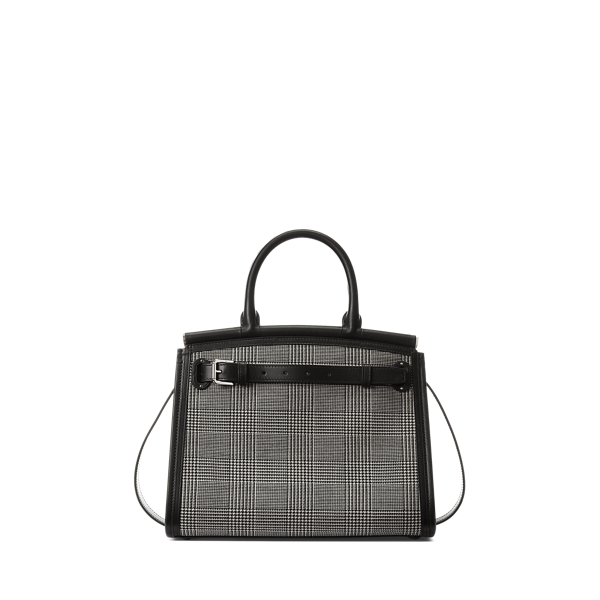 Black/Cream RL50 Glen Plaid Medium Bag Ralph Lauren Collection 4