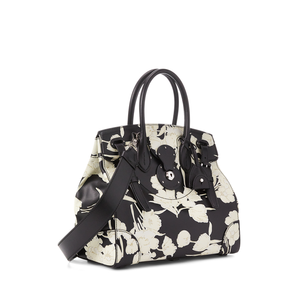 Soft Ricky&nbsp;33 &agrave; motif fleuri en vachette Ralph Lauren Collection en Noir/Cr&egrave;me 3