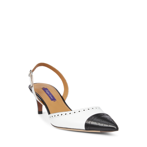 D&eacute;collet&eacute; slingback Garland a blocchi Ralph Lauren Collection in Nero/Bianco 2