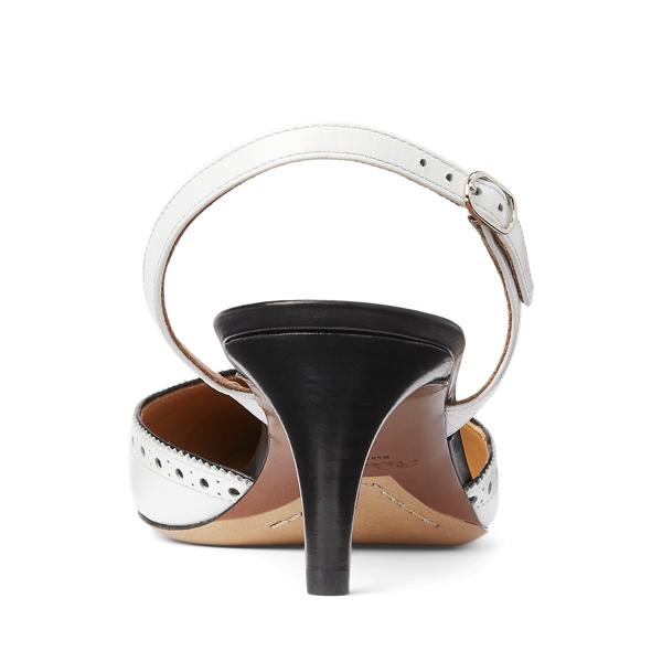 D&eacute;collet&eacute; slingback Garland a blocchi Ralph Lauren Collection in Nero/Bianco 3