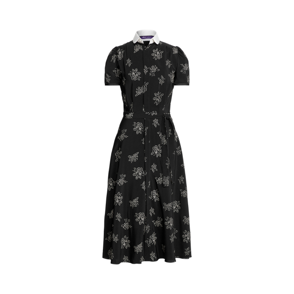 Vestido de dia Emeline com padr&atilde;o de rosas Ralph Lauren Collection em 1