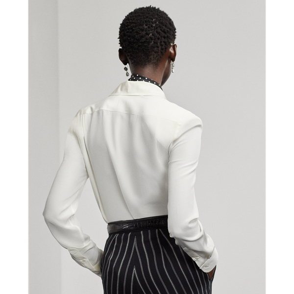 Off White Etheridge Silk Crepe Shirt Ralph Lauren Collection 5