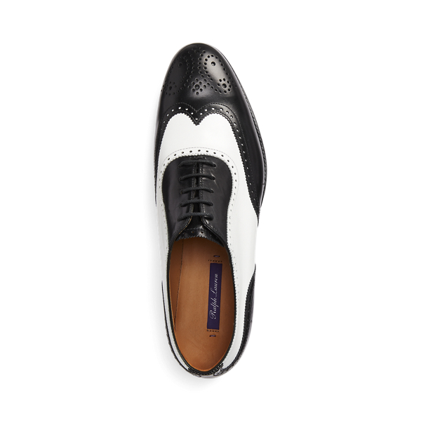 Oxford Quintin de piel de becerro Ralph Lauren Collection en Negro/blanco 4