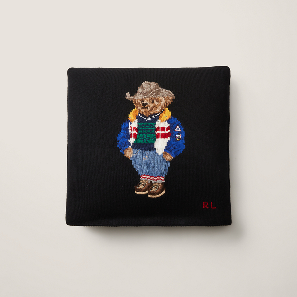 Ski Polo Bear Throw Pillow