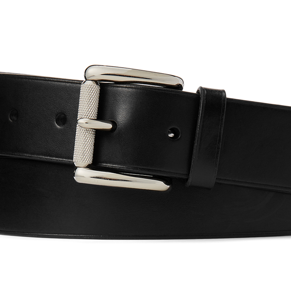 Black Leather Roller-Buckle Belt Purple Label 2
