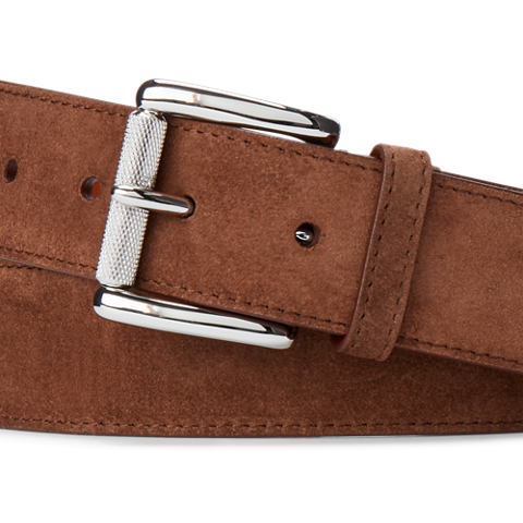 Мужской ремень Ralph Lauren Suede Roller-Buckle, цвет: Каштановый
