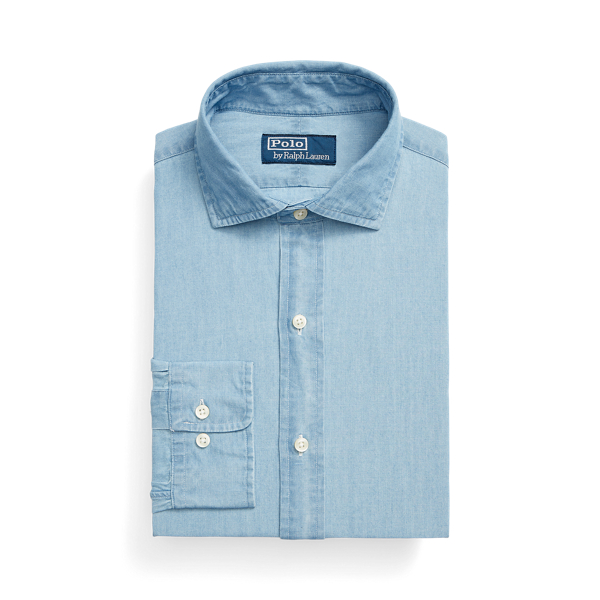 Custom fit indigo Chambray-overhemd Polo Ralph Lauren in 1