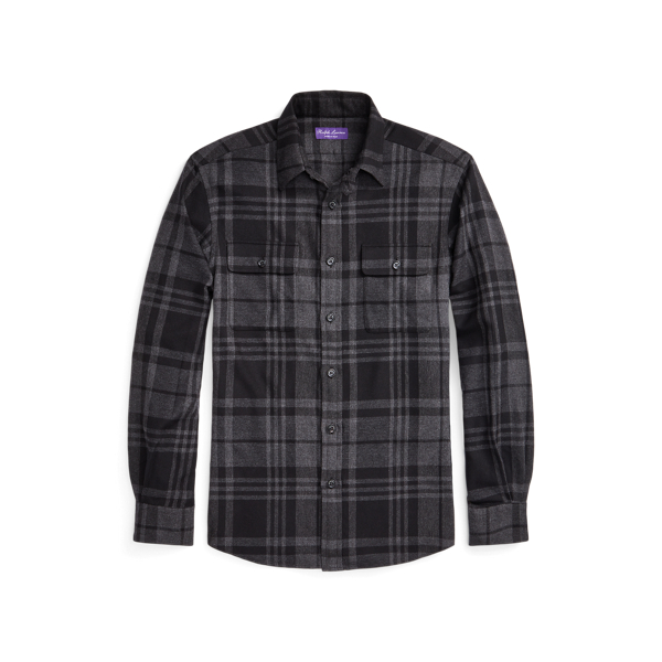 Plaid Wool-Cashmere Shirt Purple Label 1