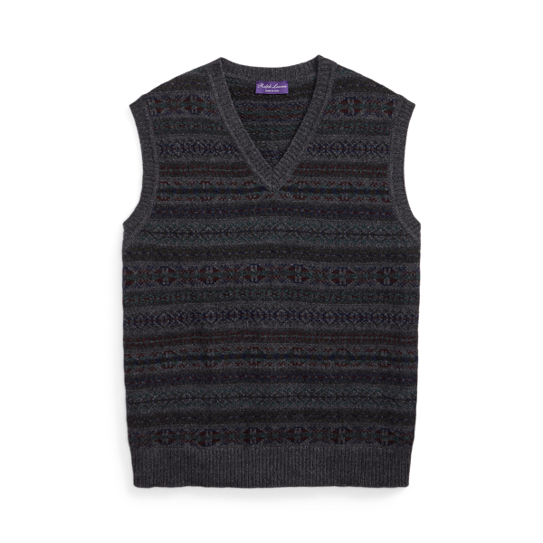 Gilet in maglia di cashmere Fair Isle Purple Label in 1