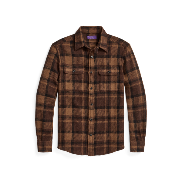 Overhemd van kamelenhaar met su&egrave;de patch Purple Label in 1