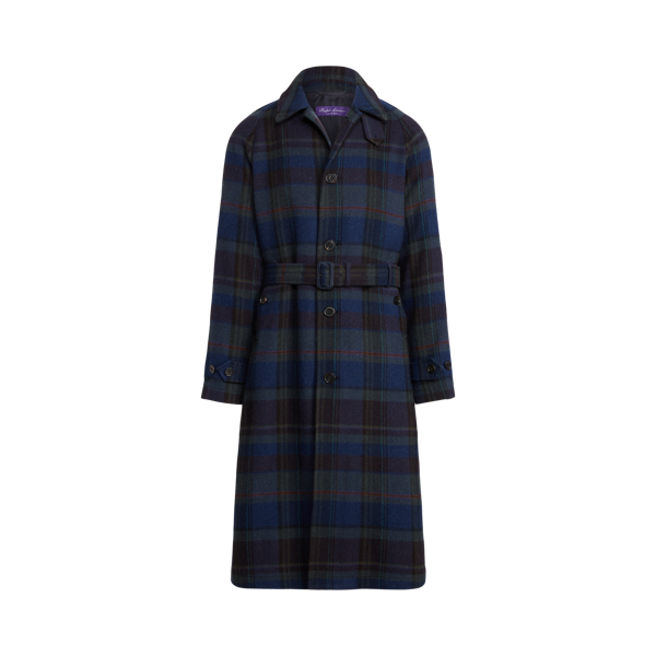 Plaid Wool Twill Balmacaan Topcoat Purple Label 1