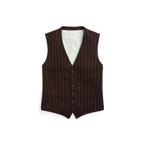 Chalk-Stripe Wool Flannel Waistcoat Purple Label 1