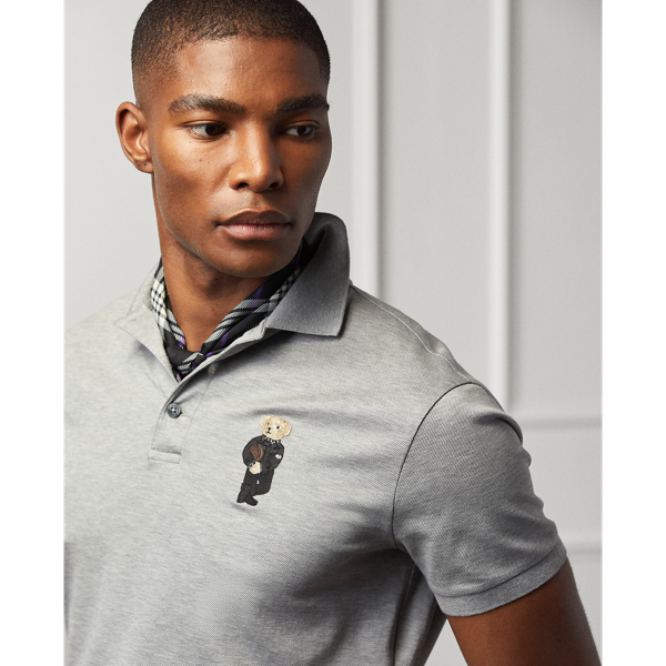 Light Grey Heather Custom Slim Fit Polo Bear Polo Shirt Purple Label 6