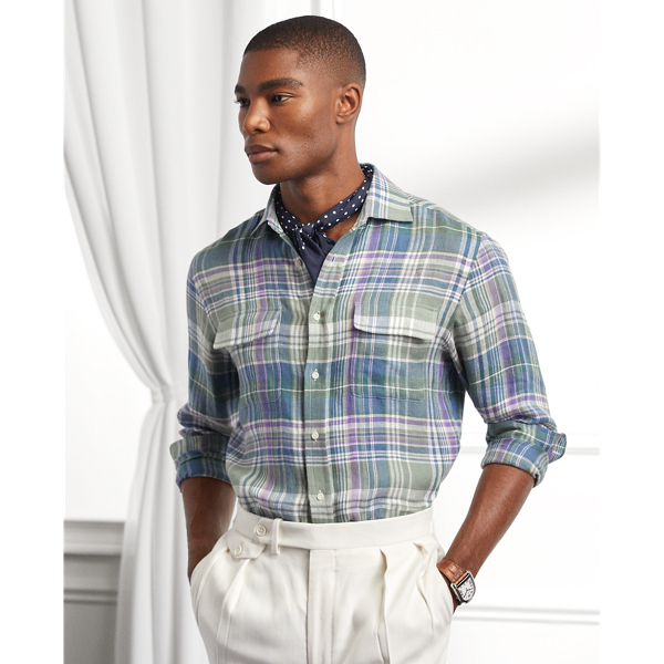 Plaid Linen Twill Shirt