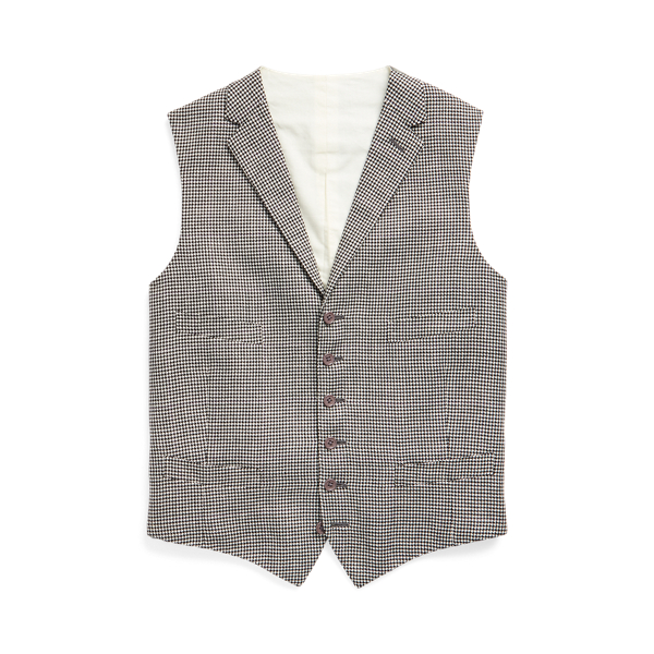 Houndstooth Linen-Wool Waistcoat Purple Label 1