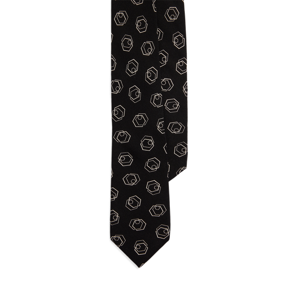 Hexagon-Patterned Silk Tie