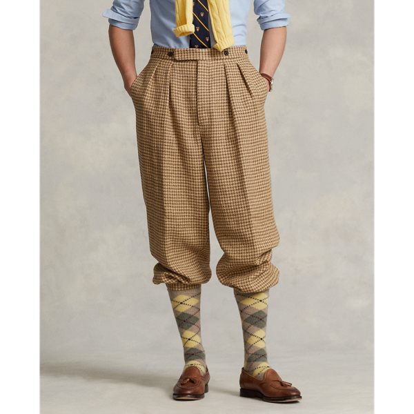 Light Brown/ Tan Houndstooth Plus Fours Suit Trouser Polo Ralph Lauren 4