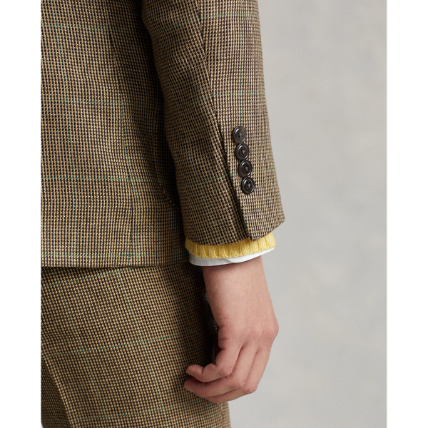 Brown/Cream/Green Tick-Weave Linen Suit Jacket Polo Ralph Lauren 7