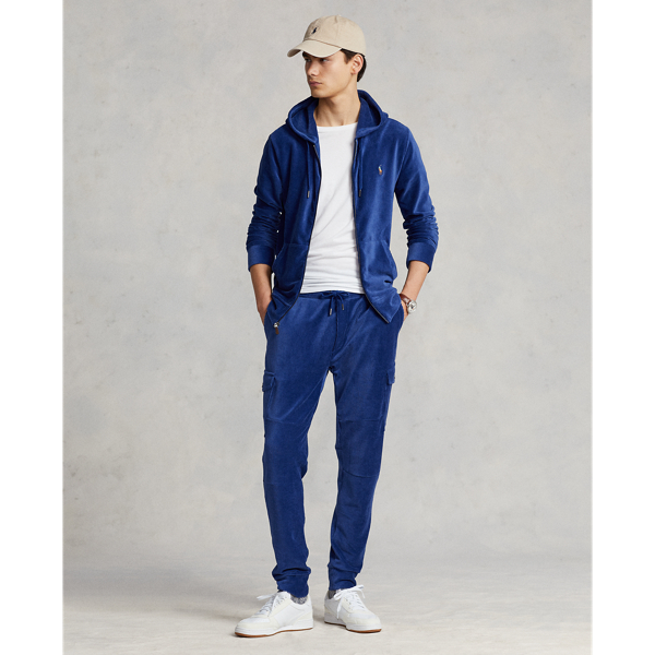 Harrison Blue Knit Corduroy Full-Zip Hoodie Polo Ralph Lauren 4