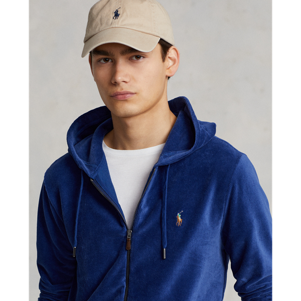 Harrison Blue Knit Corduroy Full-Zip Hoodie Polo Ralph Lauren 6