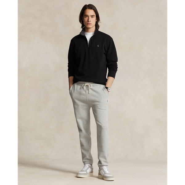 Men's L Dark Grey Heather Luxury Jersey Quarter-Zip Pullover